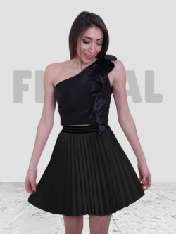 Skirt Satin Disco Plisse Short Black