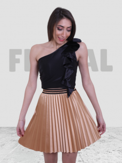 Skirt Satin Disco Plisse Short Black