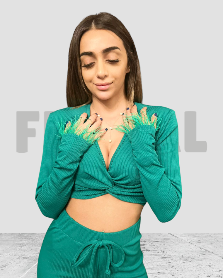 Cross Top Feather Green Cross Top Feather Green