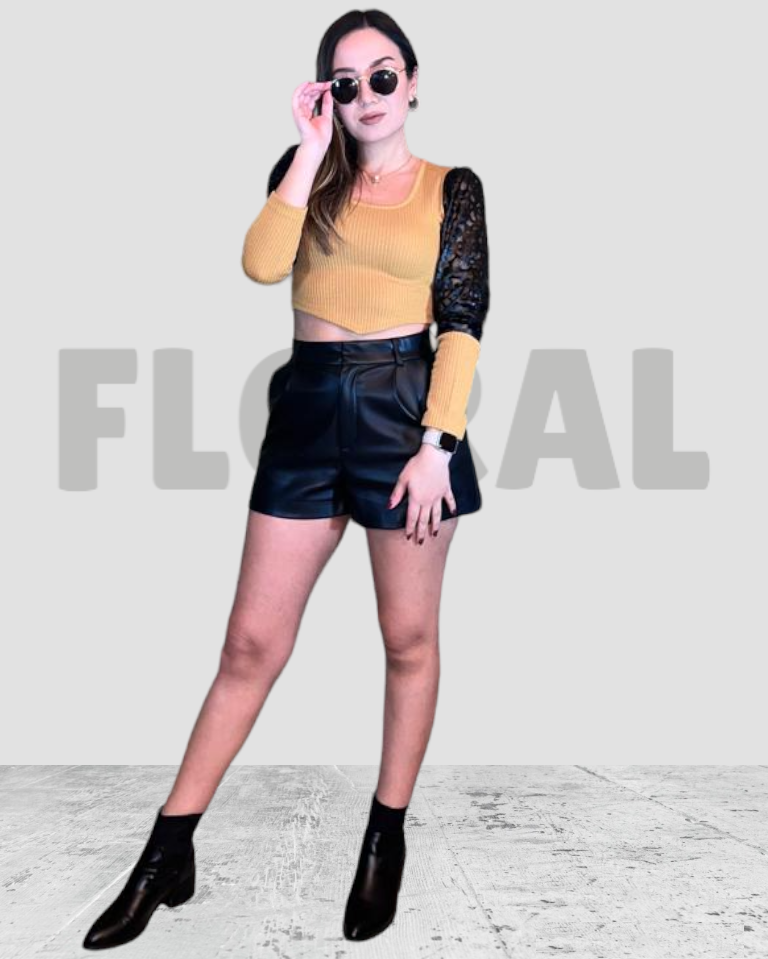 Top Wool RIB Leather Mustard/Black Top Wool RIB Leather Mustard/Black