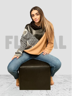 Sweater with Leather Fashion Mustard