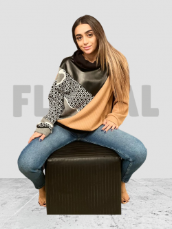 Sweater with Leather Fashion Mustard