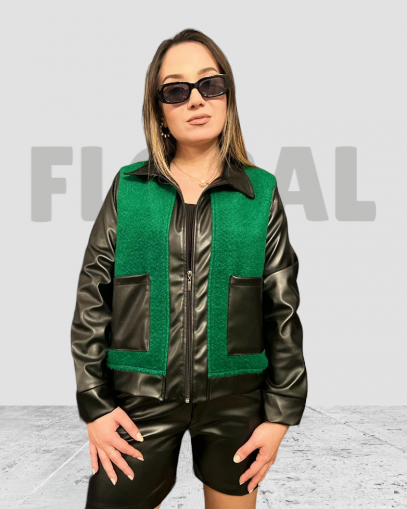 Jacket with Arm Leather Green