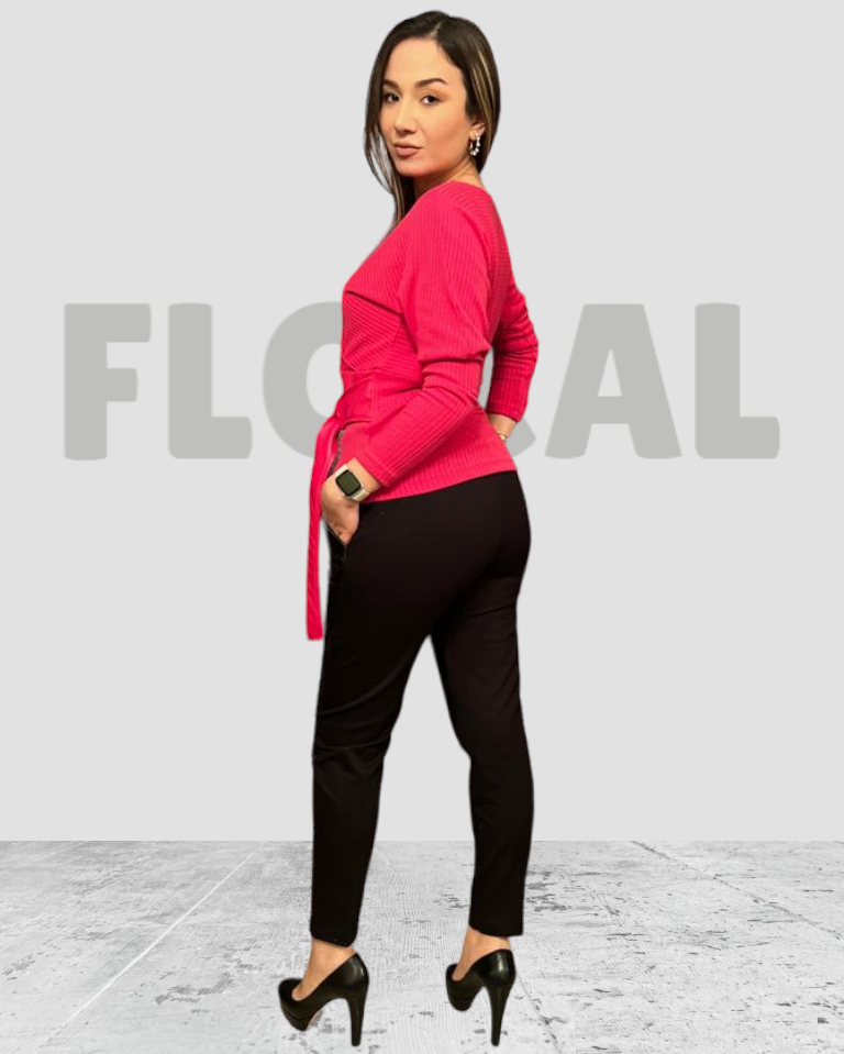 Sweater with Leather belt Fushia Sweater with Leather belt Fushia