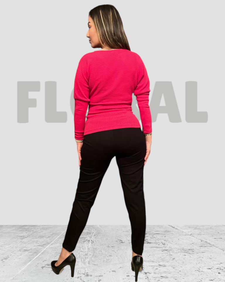 Sweater with Leather belt Fushia Sweater with Leather belt Fushia