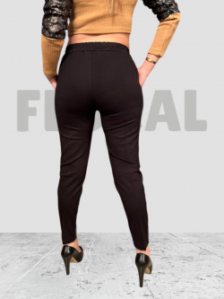 Pant Half Leather and Half Fabric Black