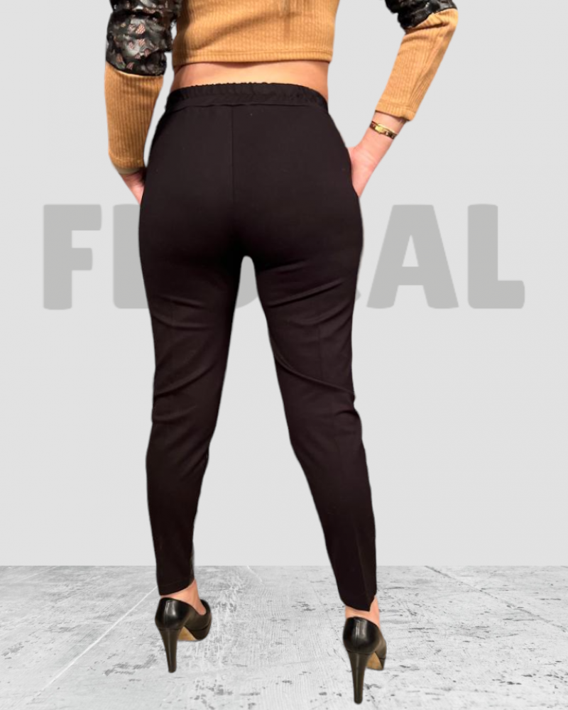 Pant Half Leather and Half Fabric Black