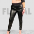 Pant Half Leather and Half Fabric Black