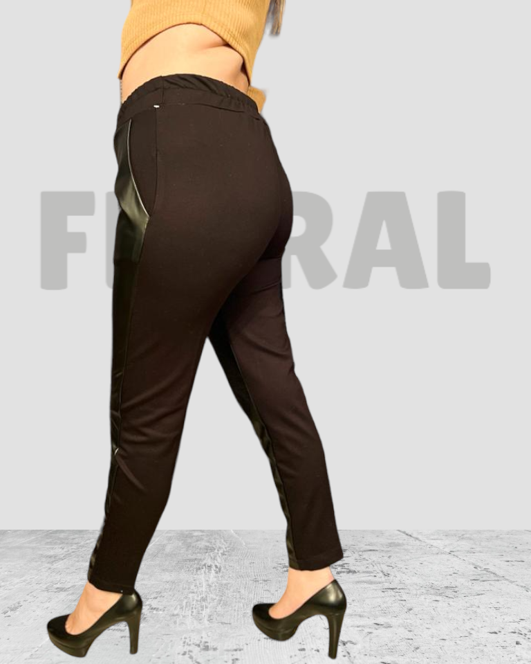 Pant Half Leather and Half Fabric Black Pant Half Leather and Half Fabric Black