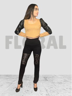 Legging with Leg Leather Black