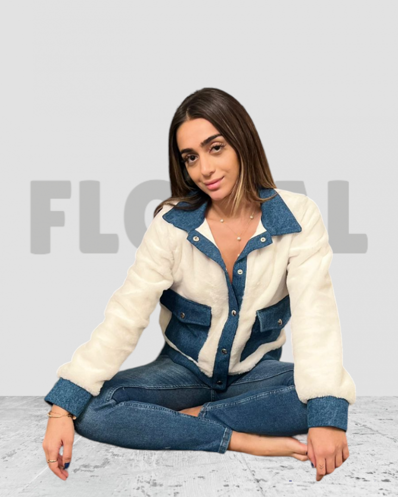 Jacket Fur with Jeans White