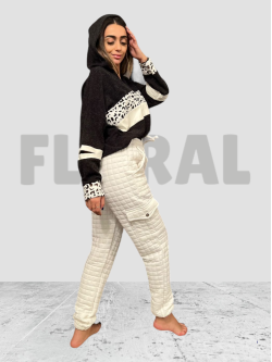 Sweater with White Leather Fashion