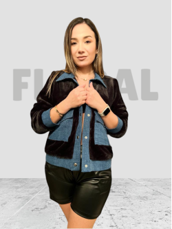Jacket Fur with Jeans Black