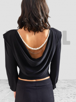 Bloose Tille with Necklace Black
