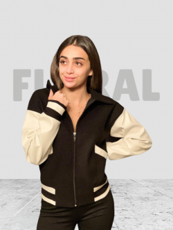 Jacket Black with Leather Arm (Ecolier)